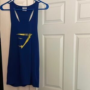 Blue Gymshark Tank Top with Yellow Logo